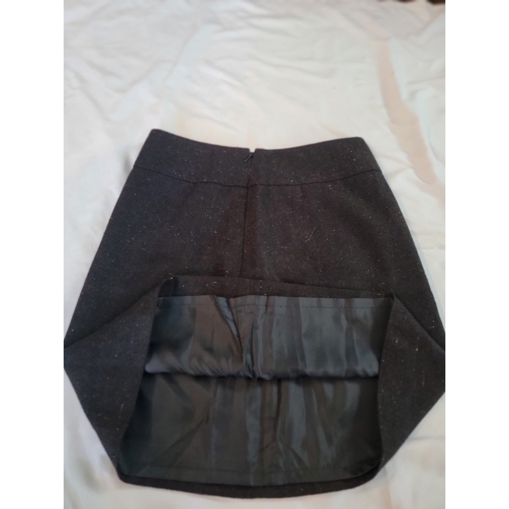 Ann Taylor Women 0 Charcoal Grey Wool Blend Tweed Textured A-Line Mini Skirt - Picture 6 of 6